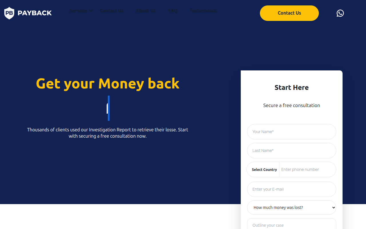 Screenshot van paybacklimited.com