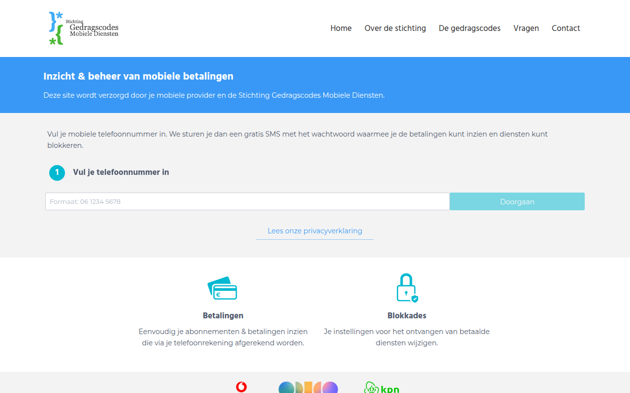Screenshot van payinfo.nl