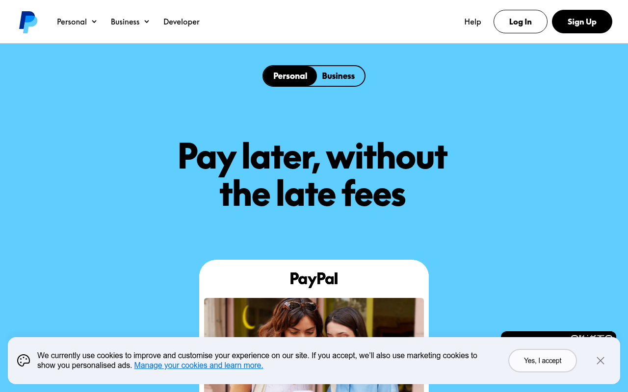 Screenshot van paypal.com