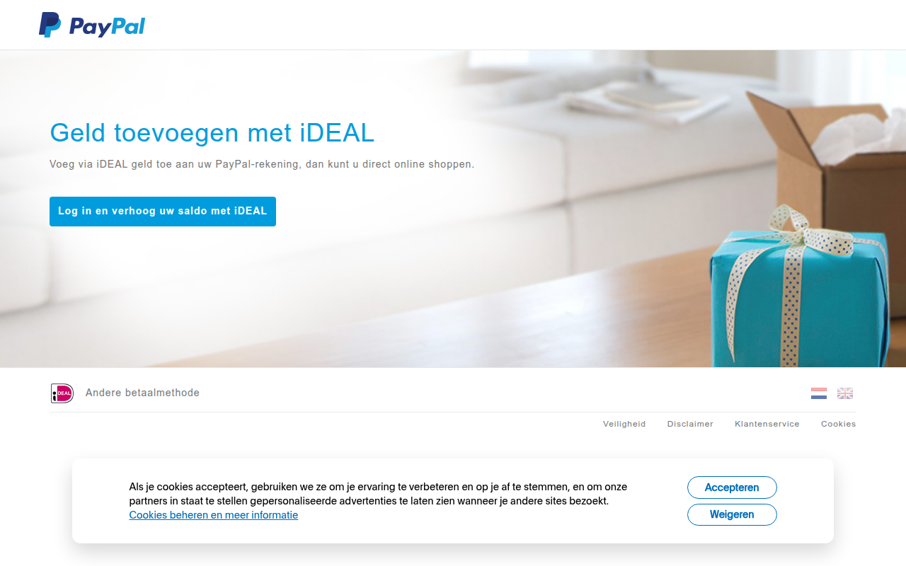 Screenshot van paypal-opwaarderen.nl