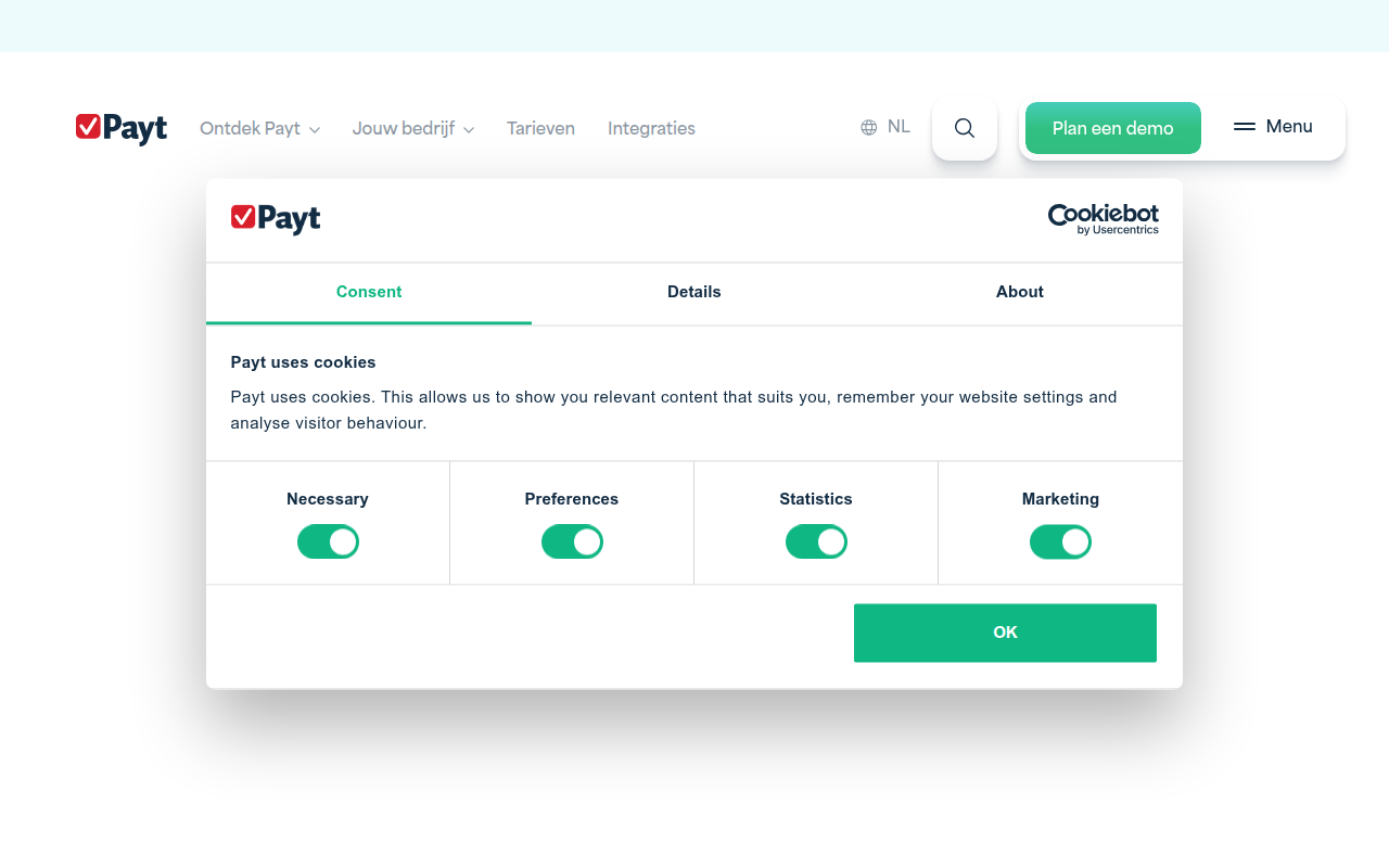Screenshot van paytsoftware.nl