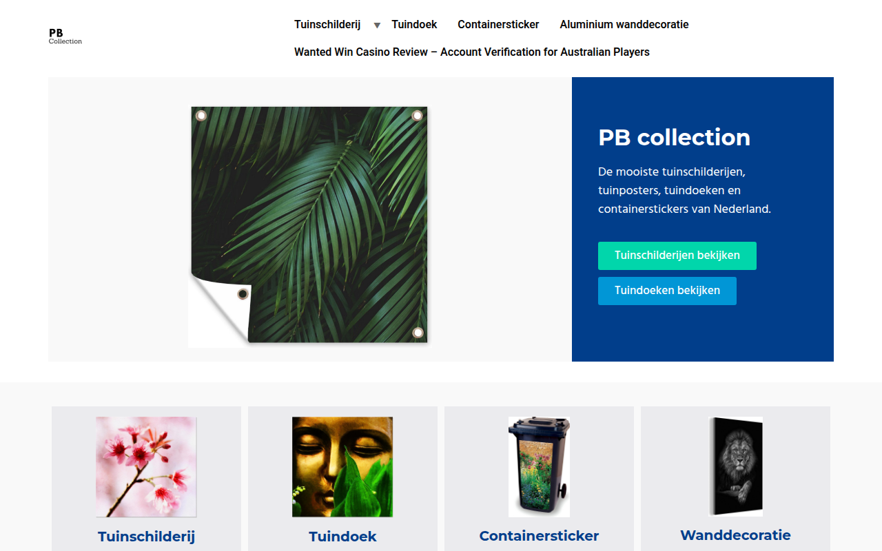 Screenshot van pb-collection.nl