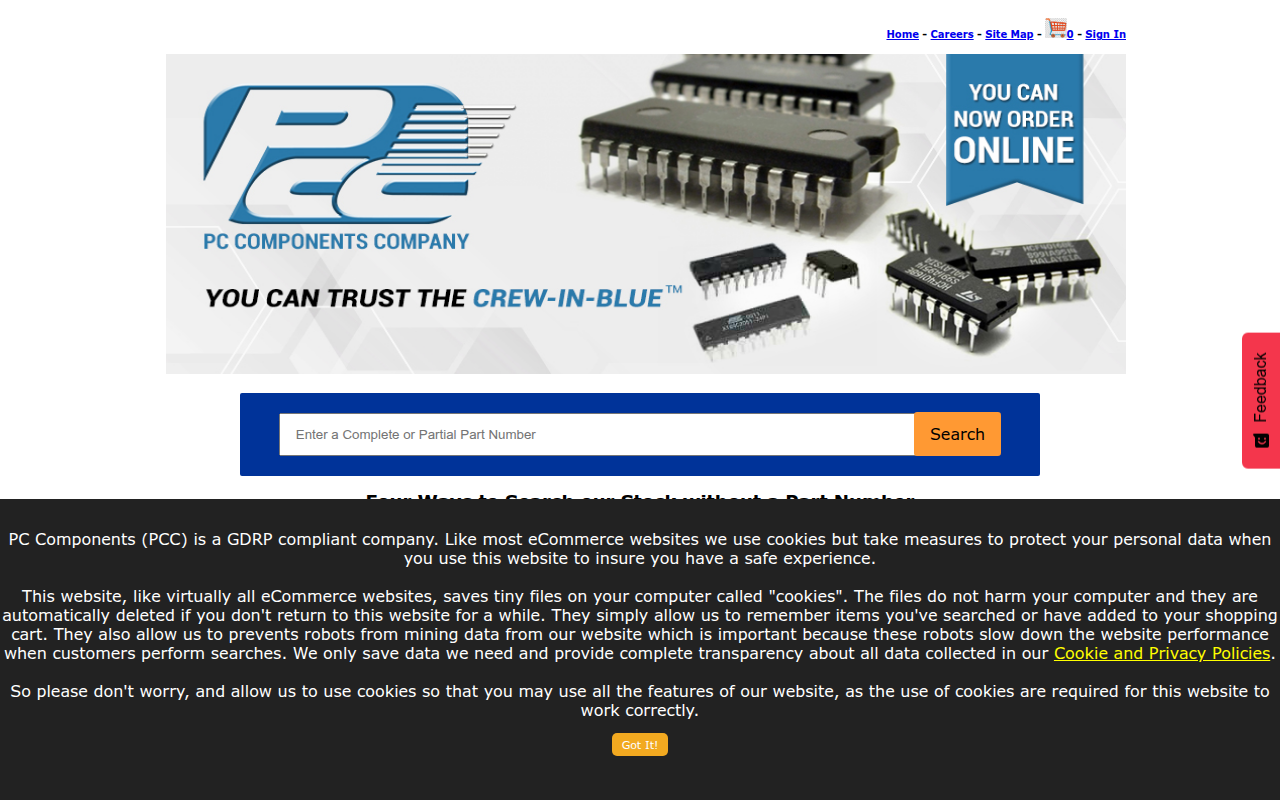Screenshot van pccomponents.com