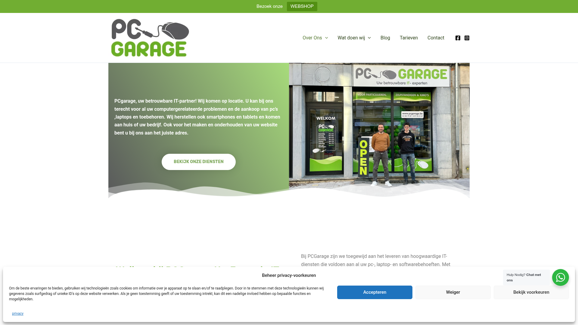 Screenshot van pcgarage.be
