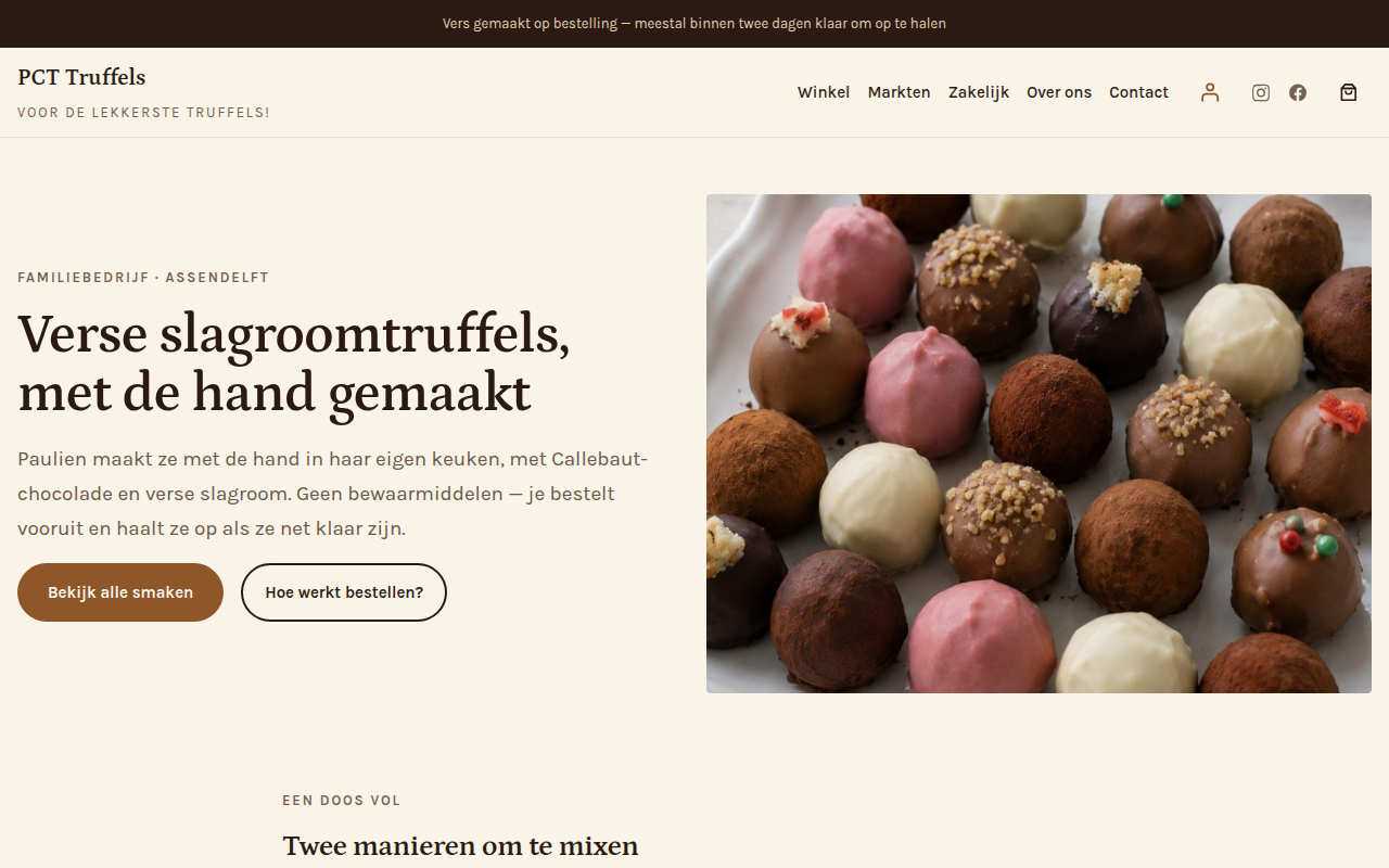 Screenshot van pcttruffels.nl
