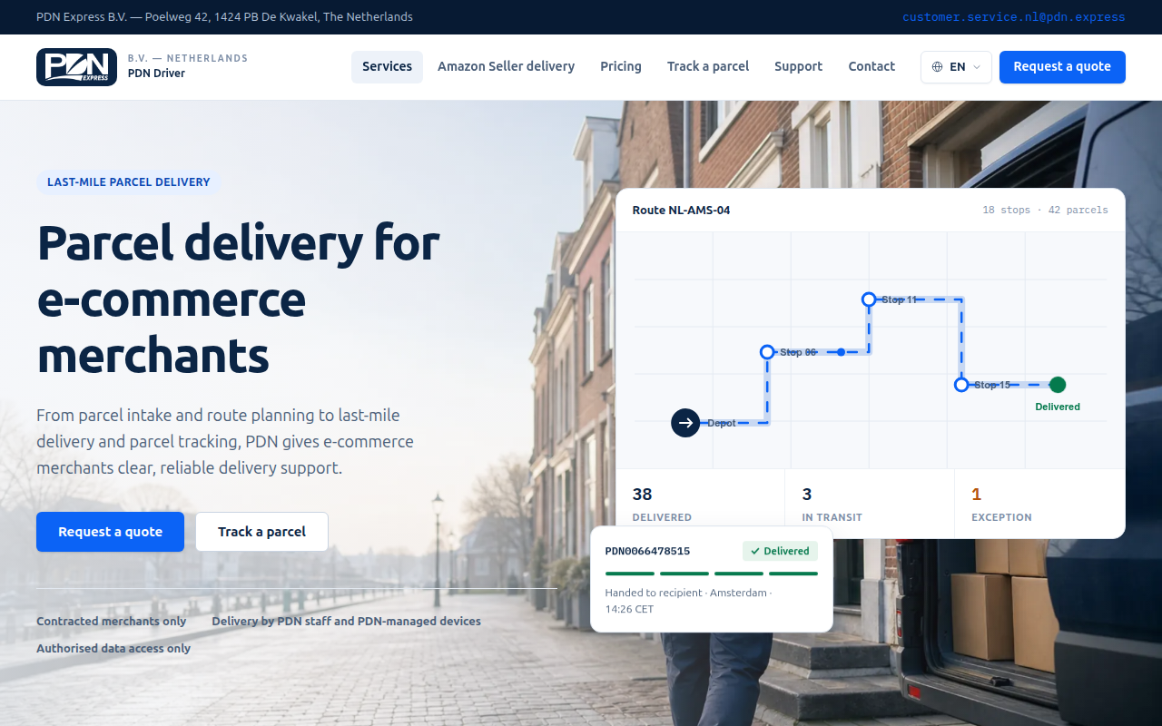 Screenshot van pdn.express