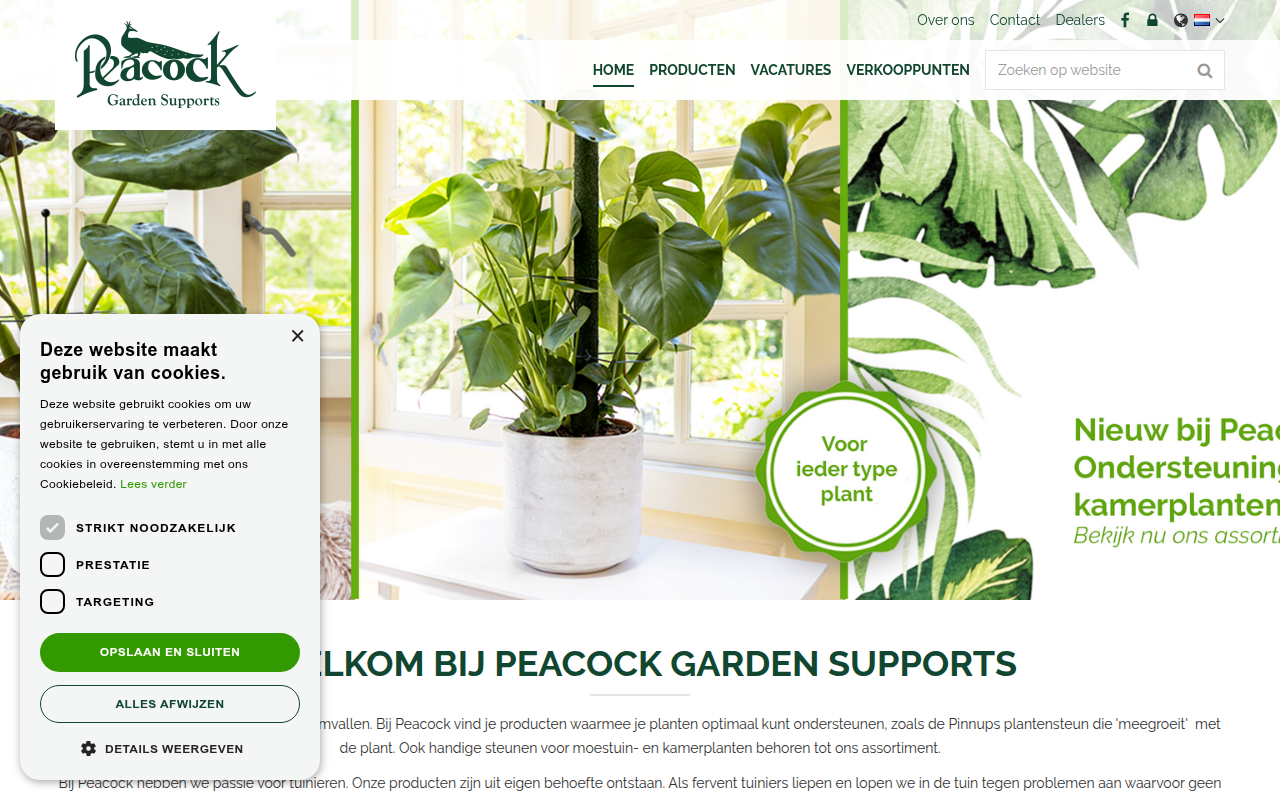 Screenshot van peacock.nl
