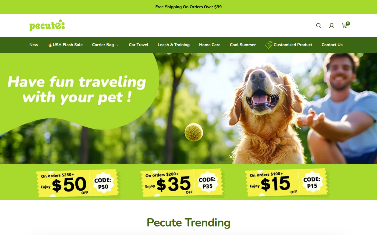 Screenshot van pecute.net