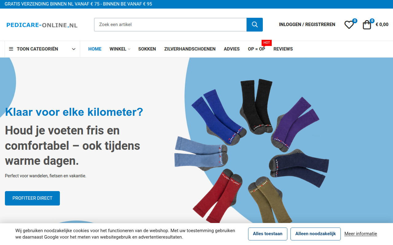 Screenshot van pedicare-online.nl