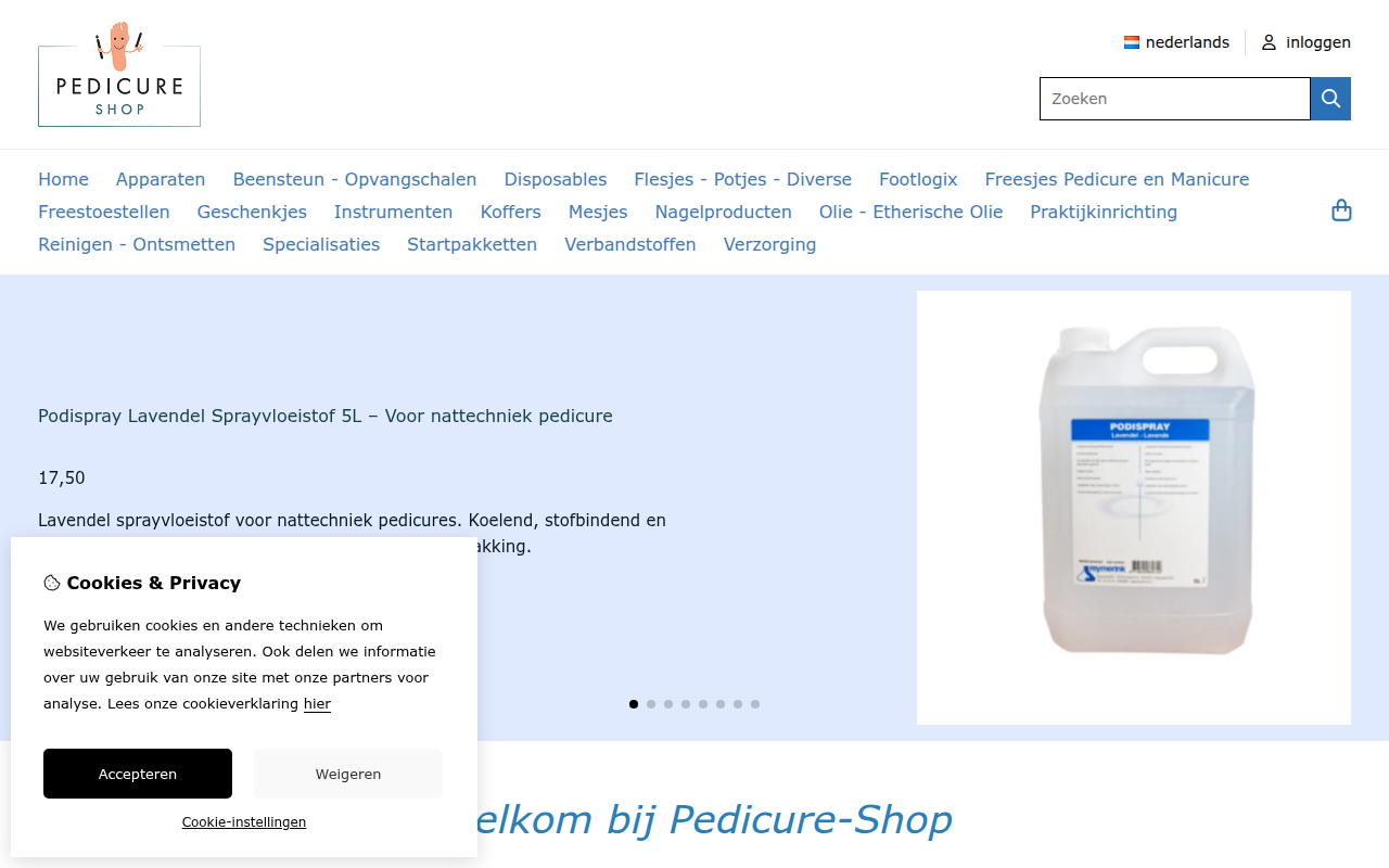Screenshot van pedicure-shop.be