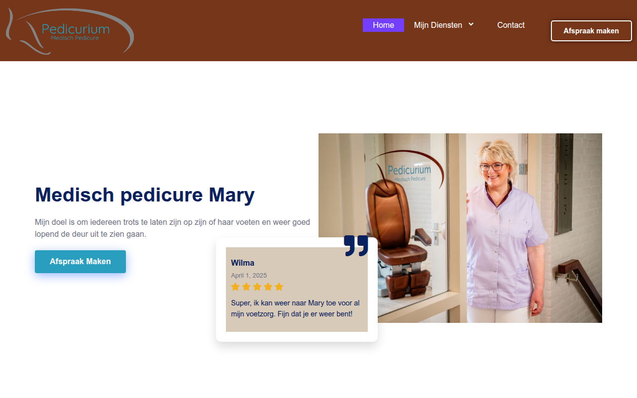 Screenshot van pedicurium.nl