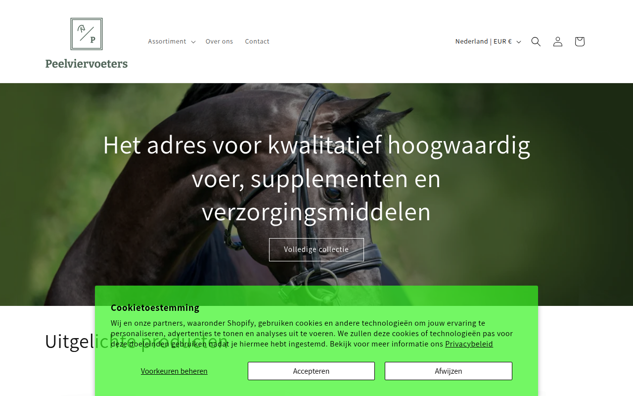 Screenshot van peelviervoeters.nl