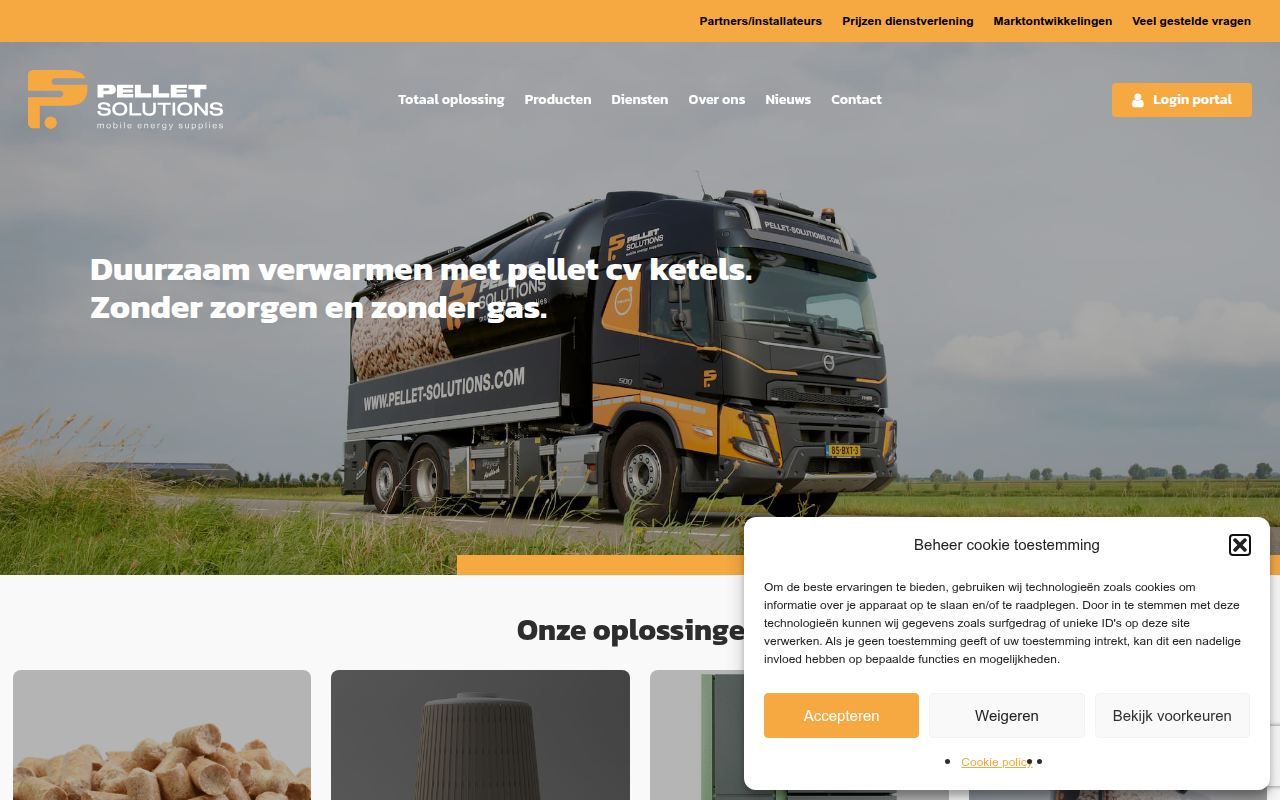 Screenshot van pelletkorrels.nl
