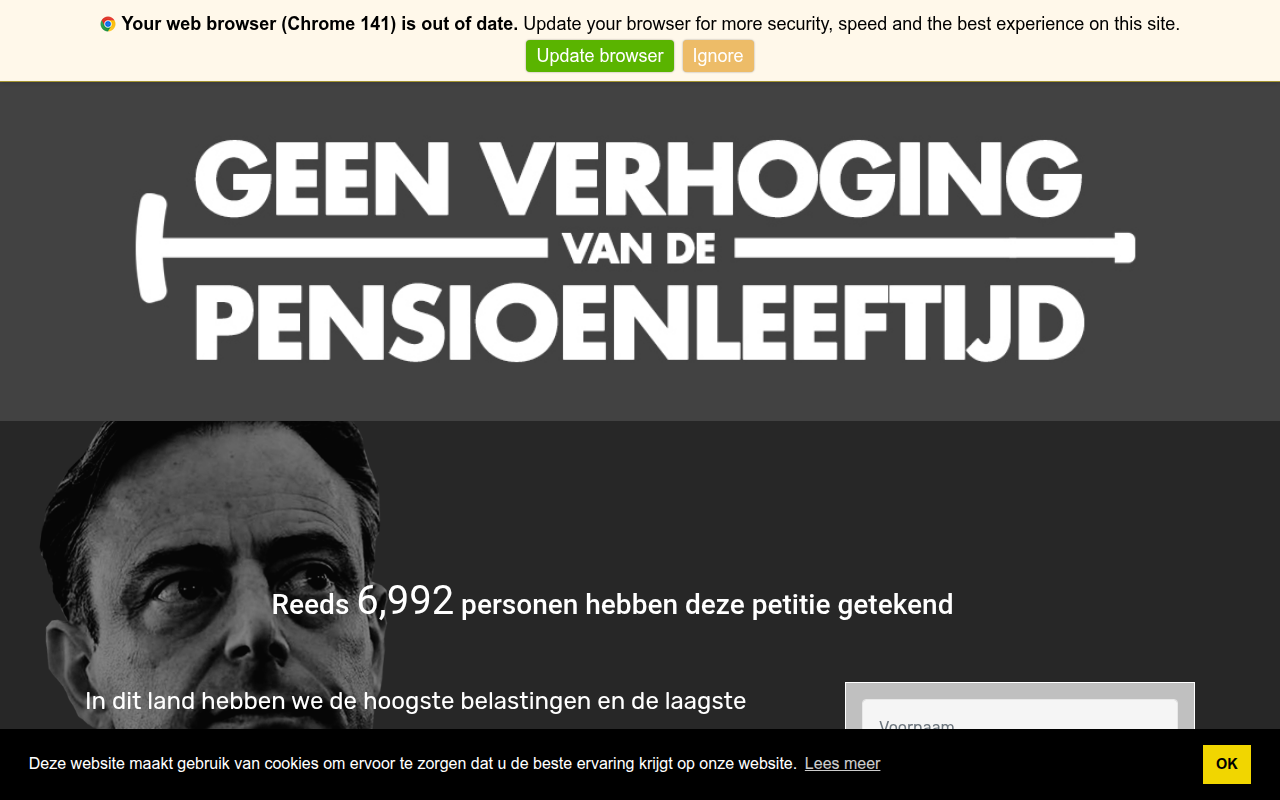 Screenshot van pensioenleeftijd.com