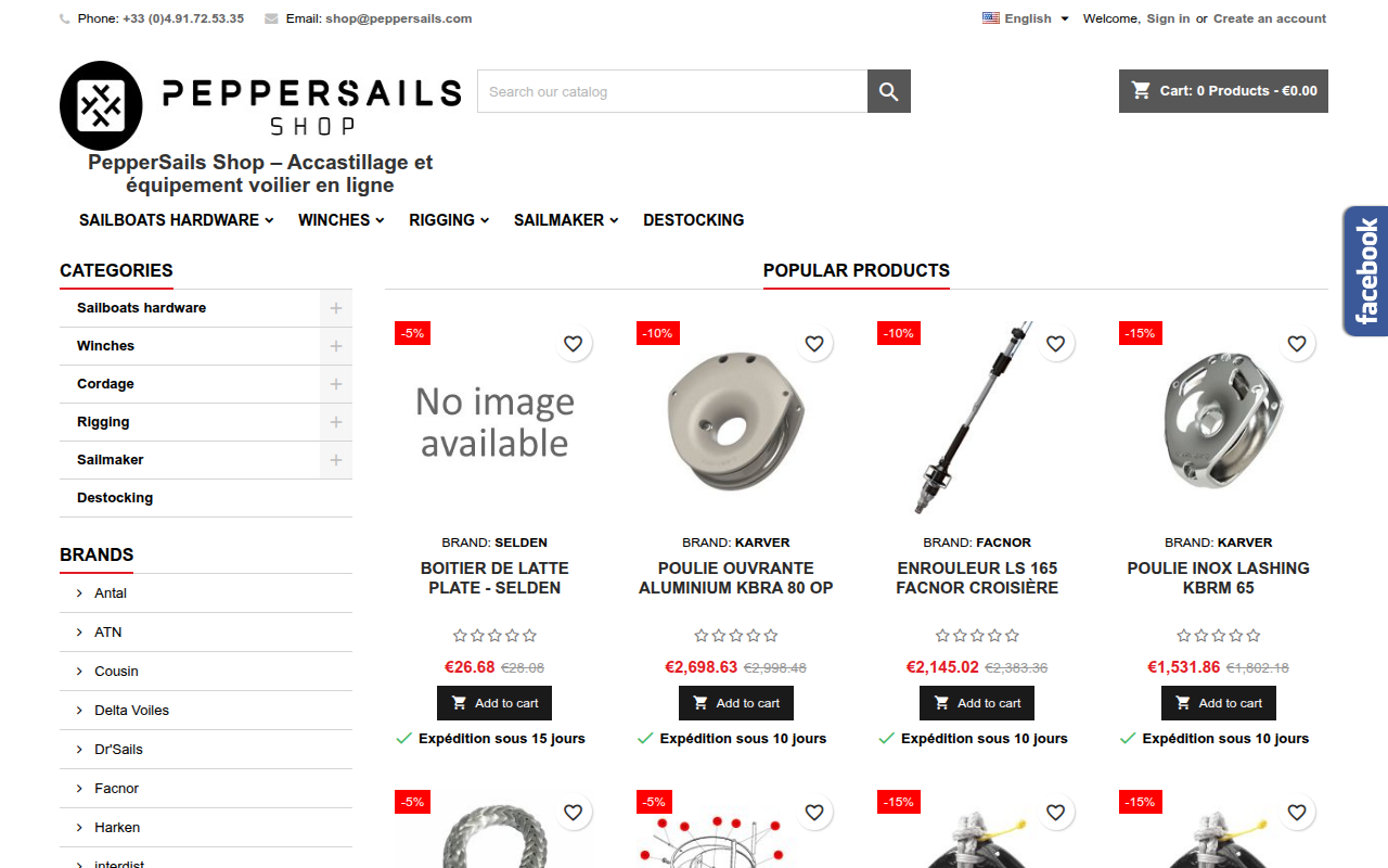 Screenshot van peppersails-shop.com