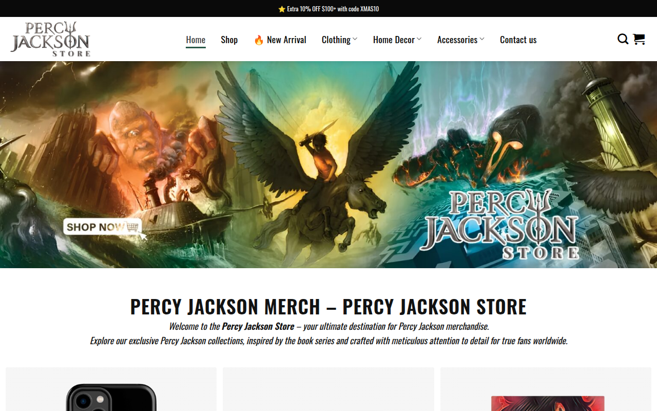 Screenshot van percyjacksonstore.com
