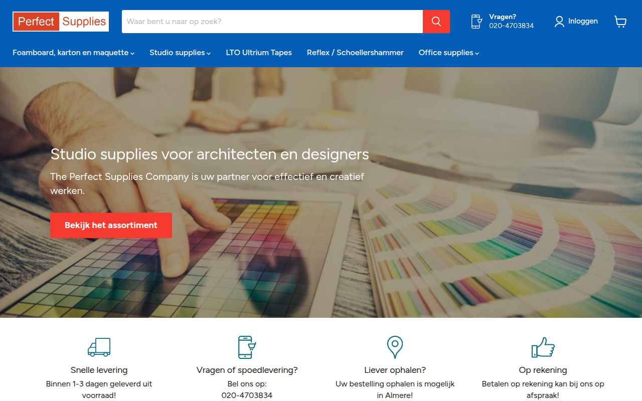 Screenshot van perfect-supplies.com
