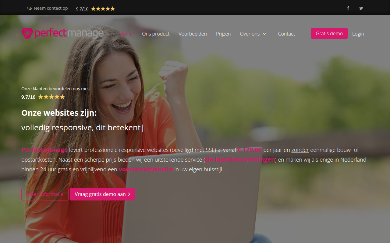 Screenshot van perfectmanage.nl