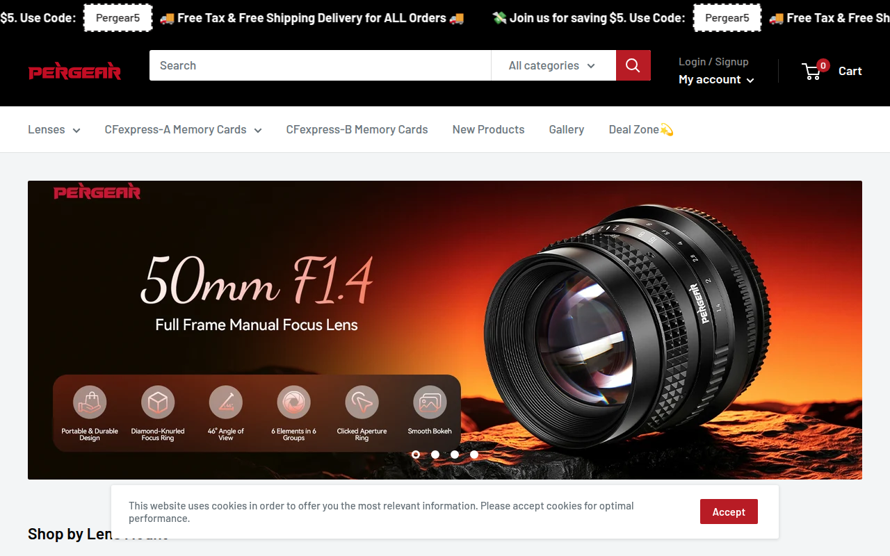 Screenshot van pergear.com