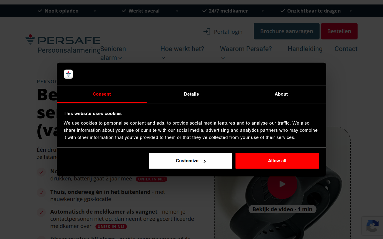 Screenshot van persafe.eu