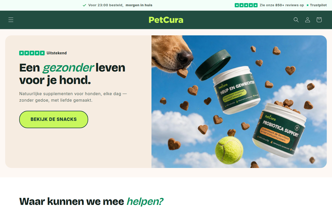 Screenshot van petcura.nl