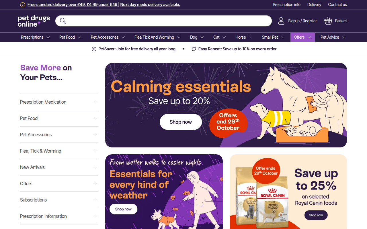 Screenshot van petdrugsonline.co.uk