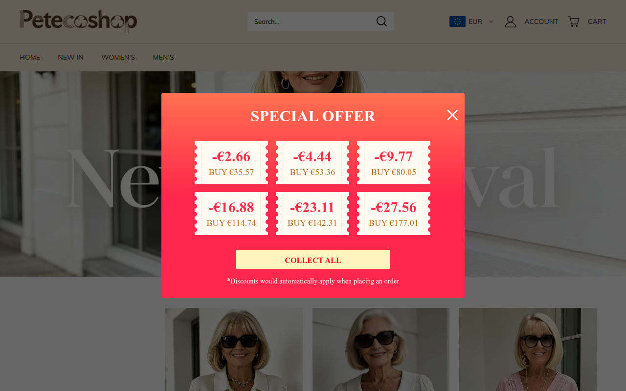 Screenshot van petecoshop.com