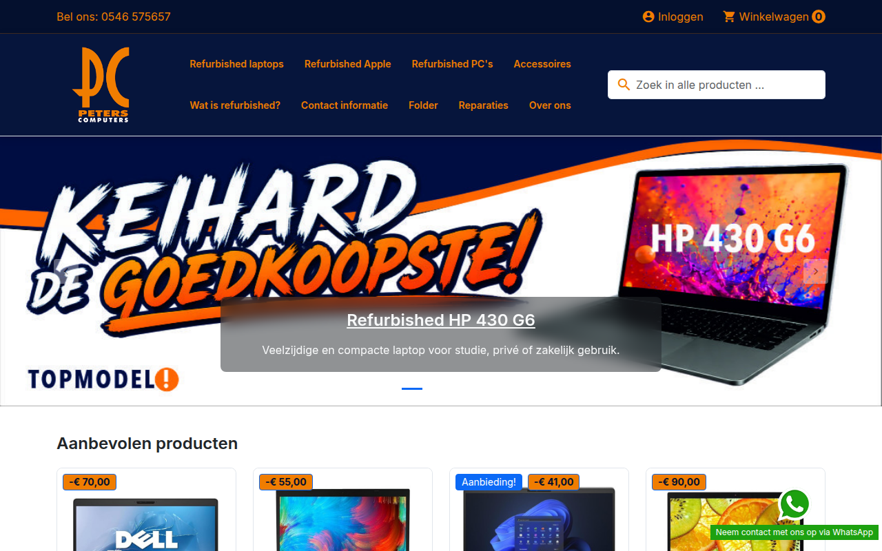 Screenshot van peterscomputers.nl