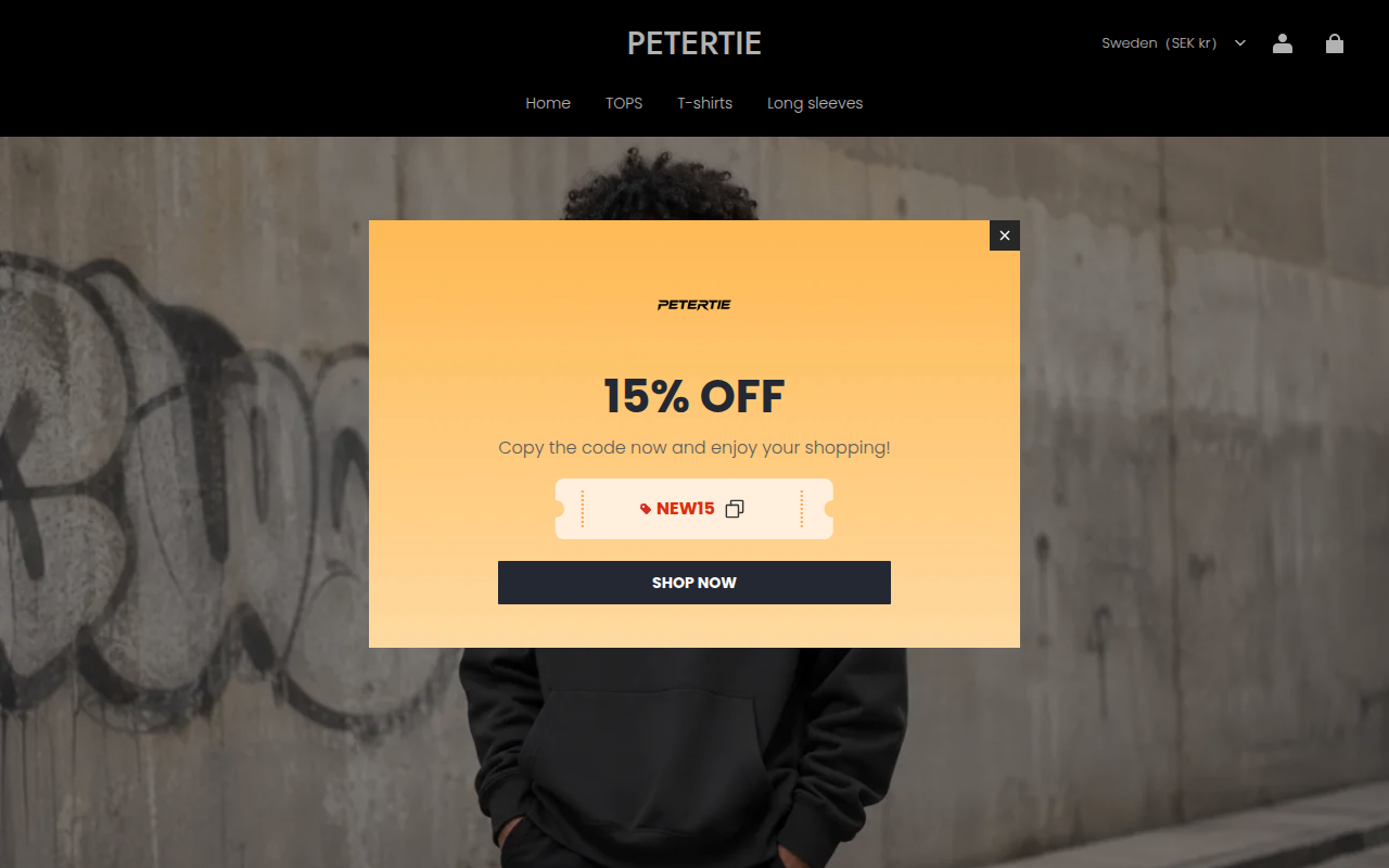 Screenshot van petertie.com