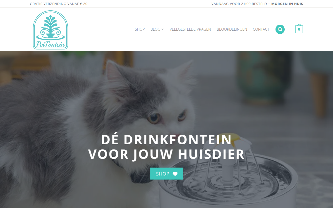 Screenshot van petfontein.nl