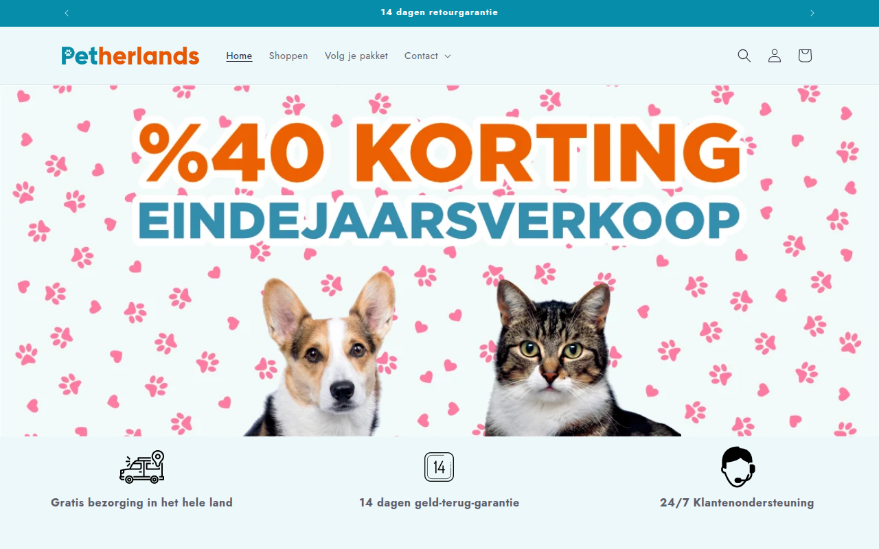 Screenshot van petherlands.nl