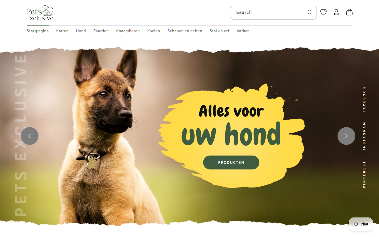 Screenshot van petsexclusive.nl