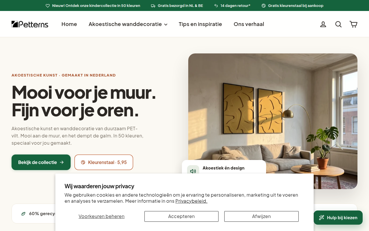 Screenshot van petterns.nl