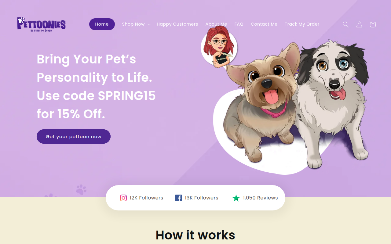 Screenshot van pettoonies.com