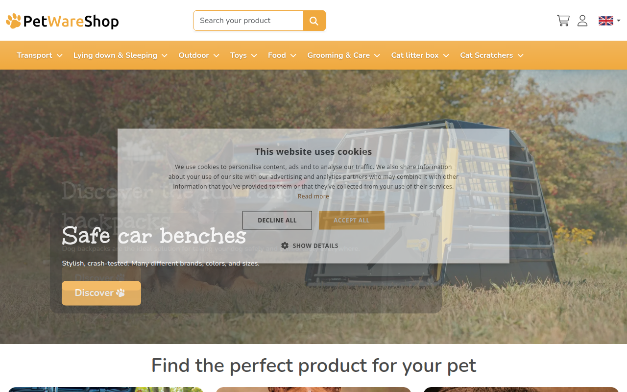 Screenshot van petwareshop.com
