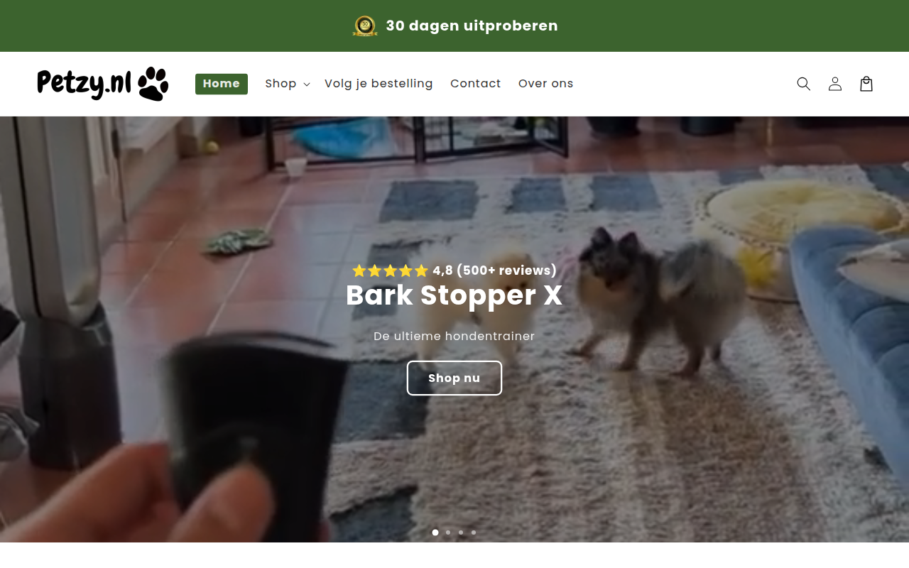 Screenshot van petzy.nl