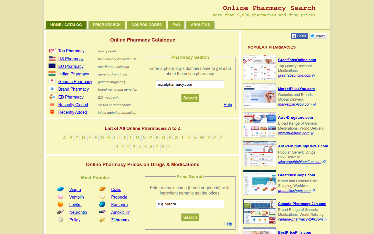 Screenshot van pharmacysearch.net