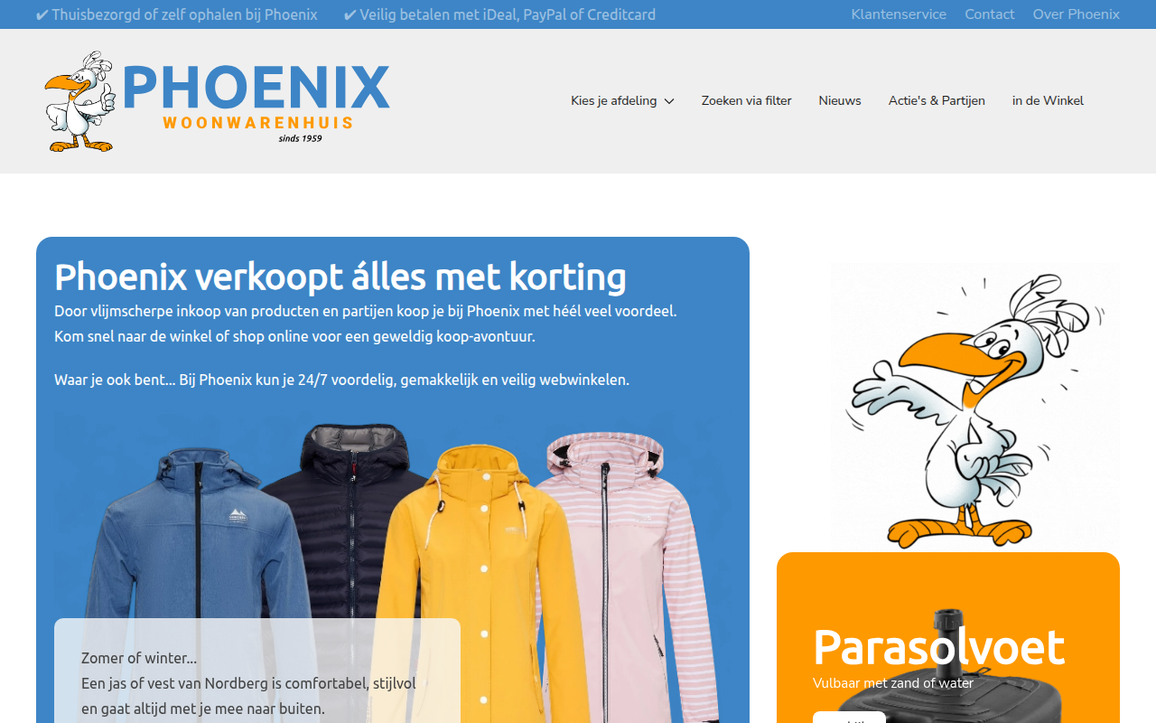 Screenshot van phoenixwoonwarenhuis.nl