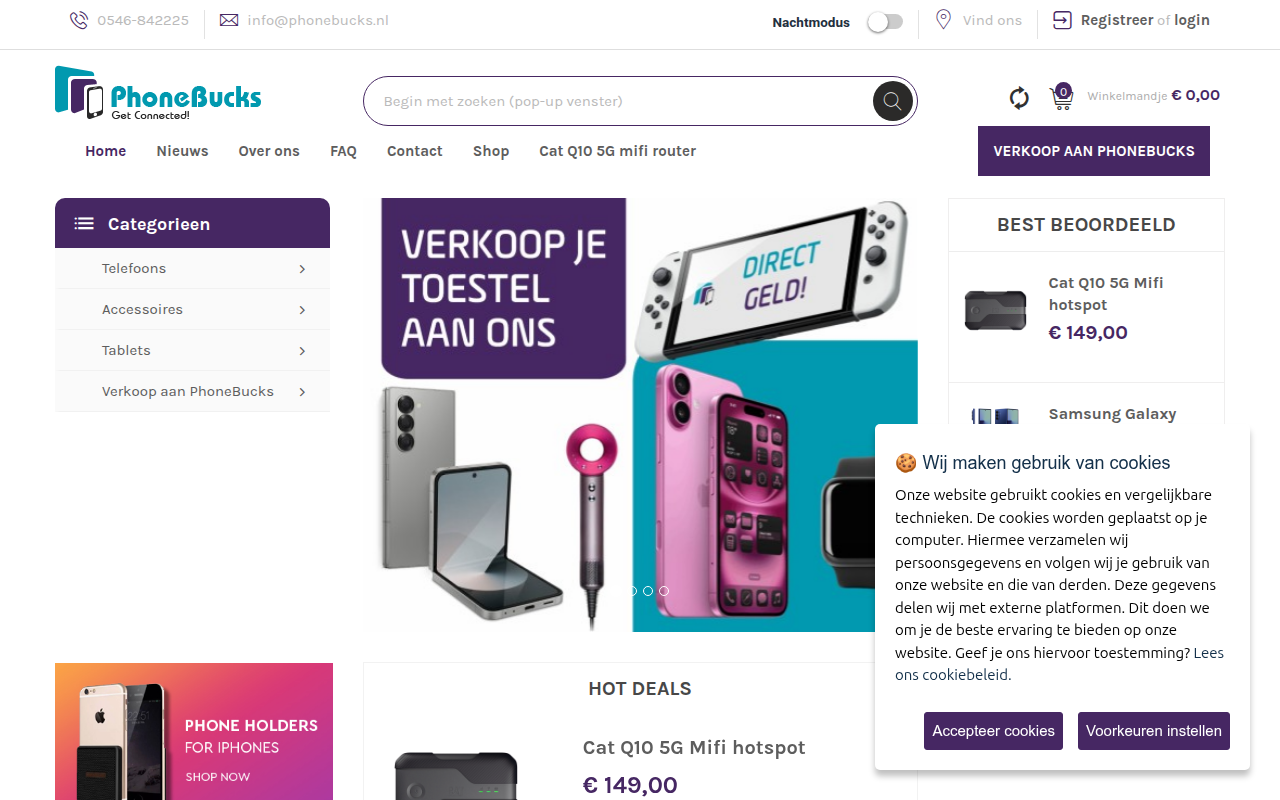 Screenshot van phonebucks.nl