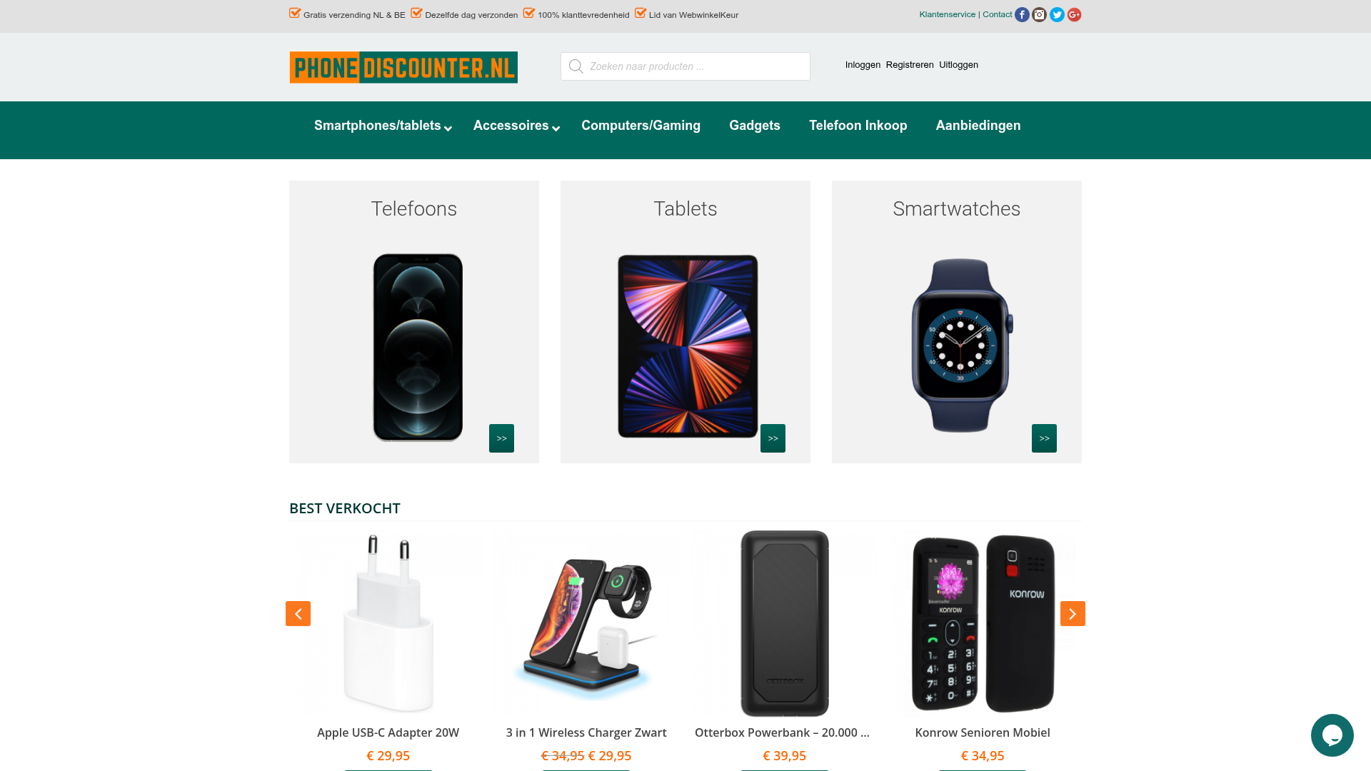 Screenshot van phonediscounter.nl