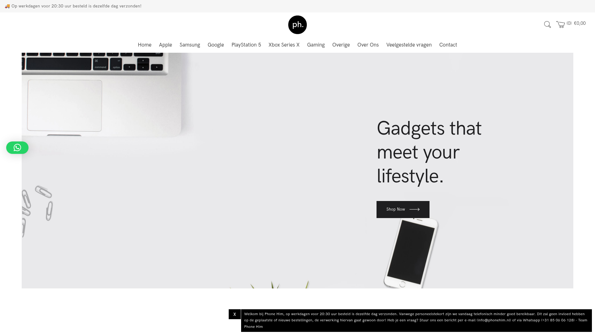 Screenshot van phonehim.nl