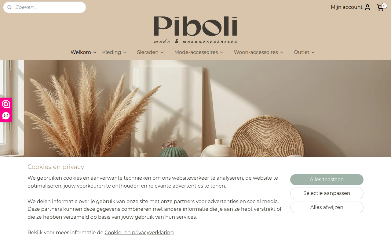 Screenshot van piboli.nl
