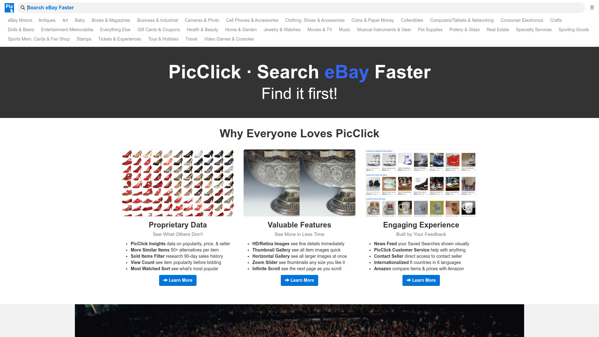 Screenshot van picclick.com