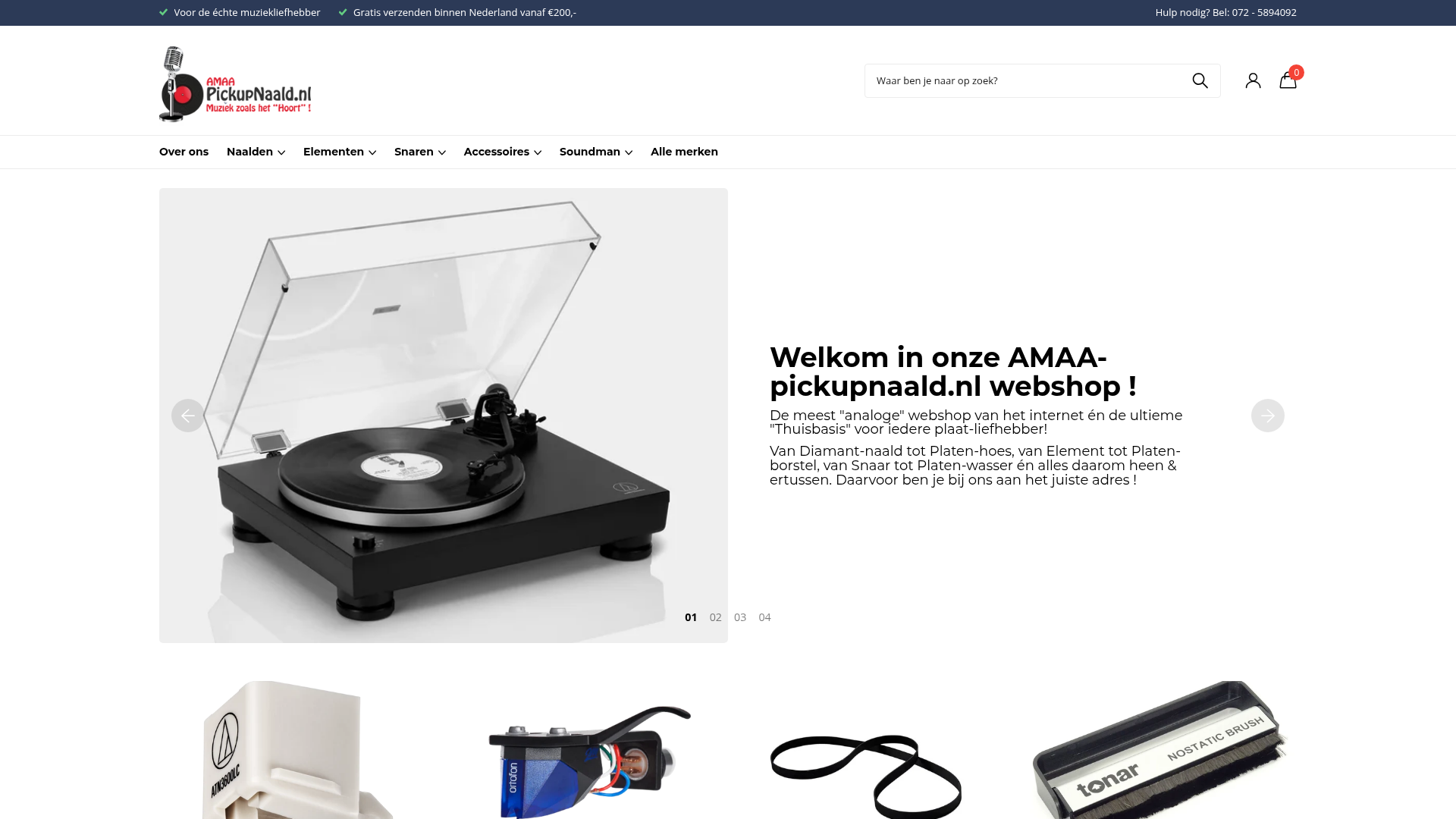 Screenshot van pickupnaald.nl