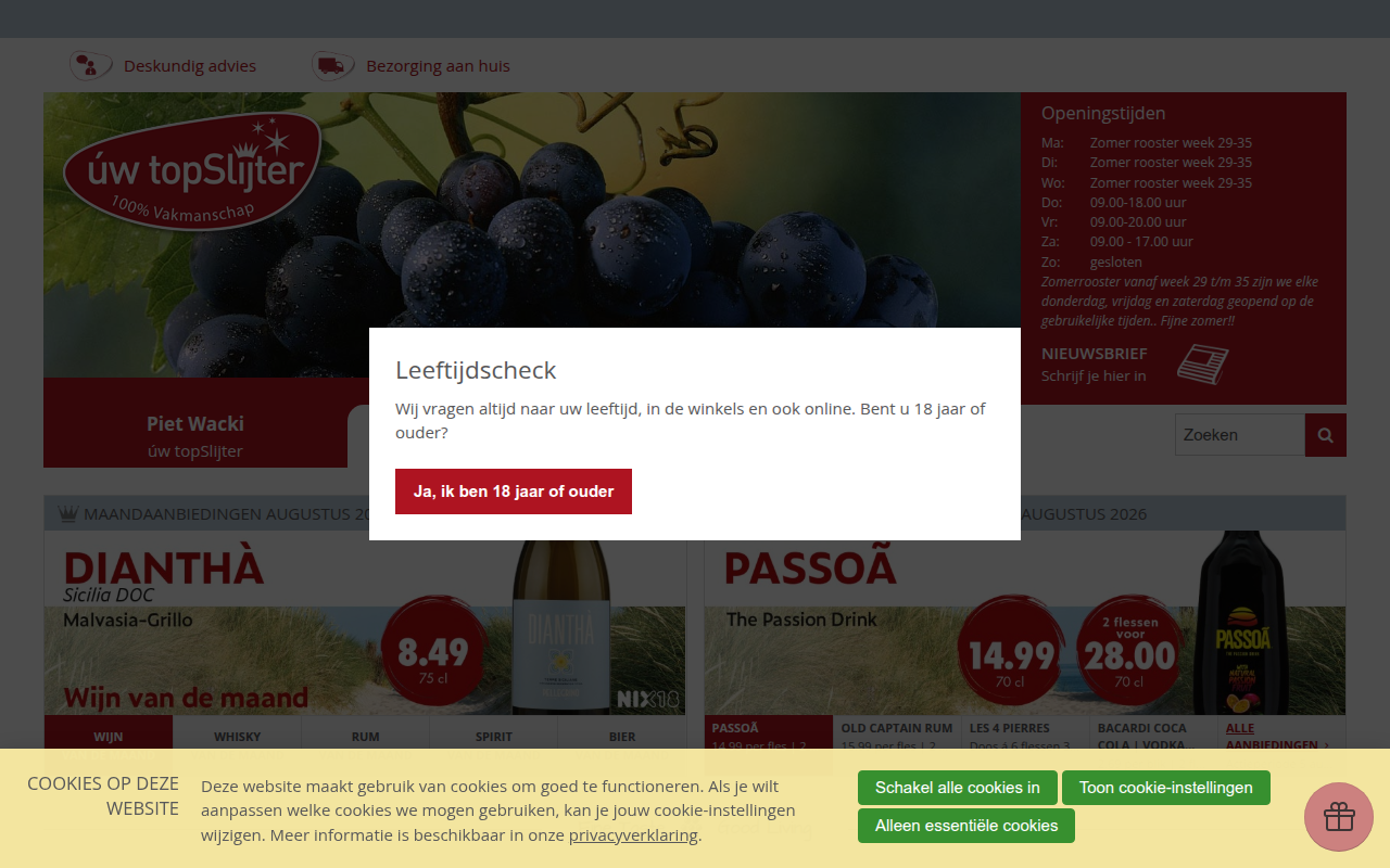 Screenshot van pietwacki.uwtopslijter.nl