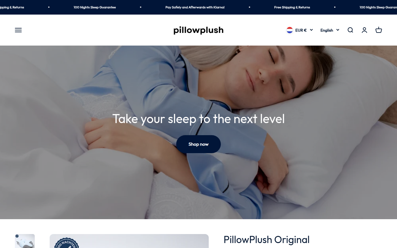 Screenshot van pillow-plush.com
