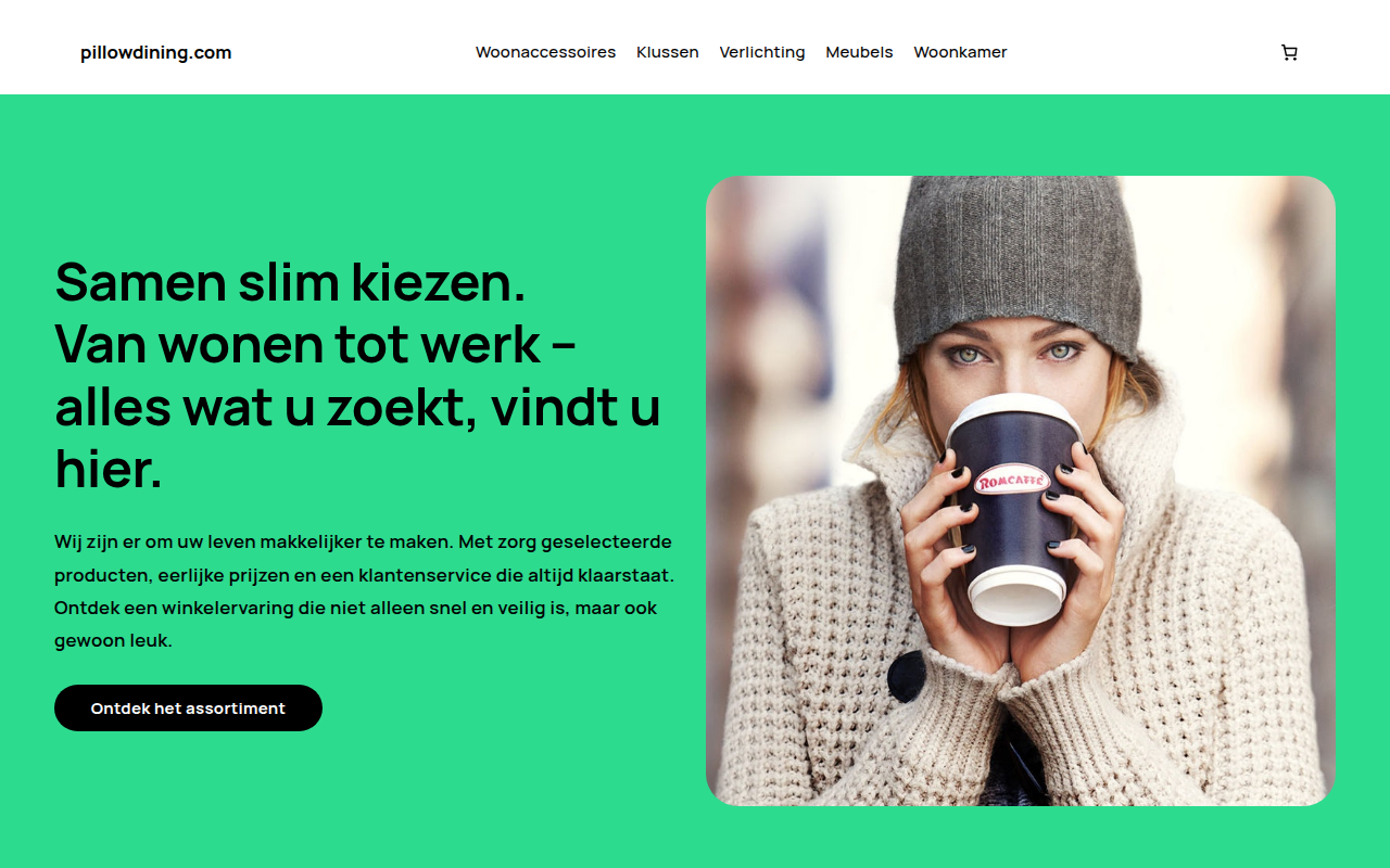 Screenshot van pillowdining.com