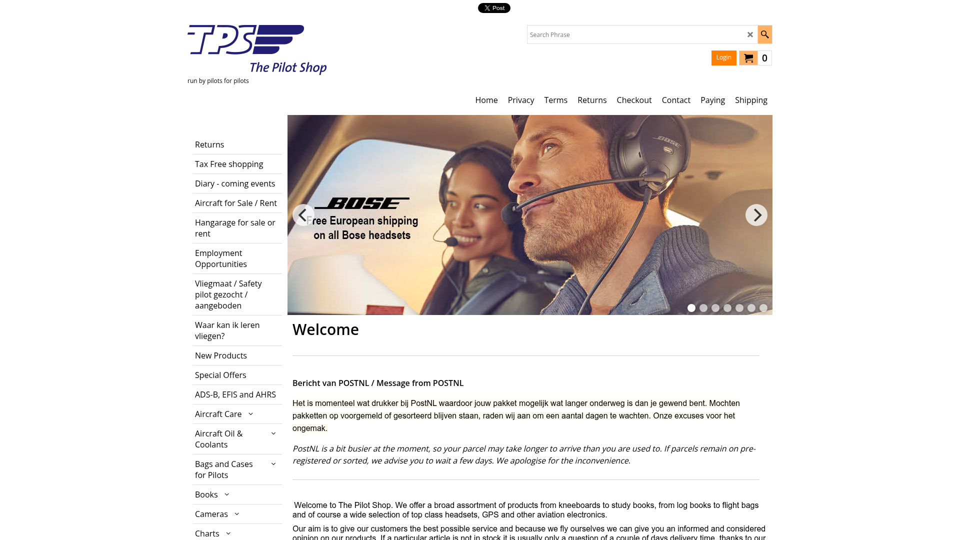 Screenshot van pilotshop.nl