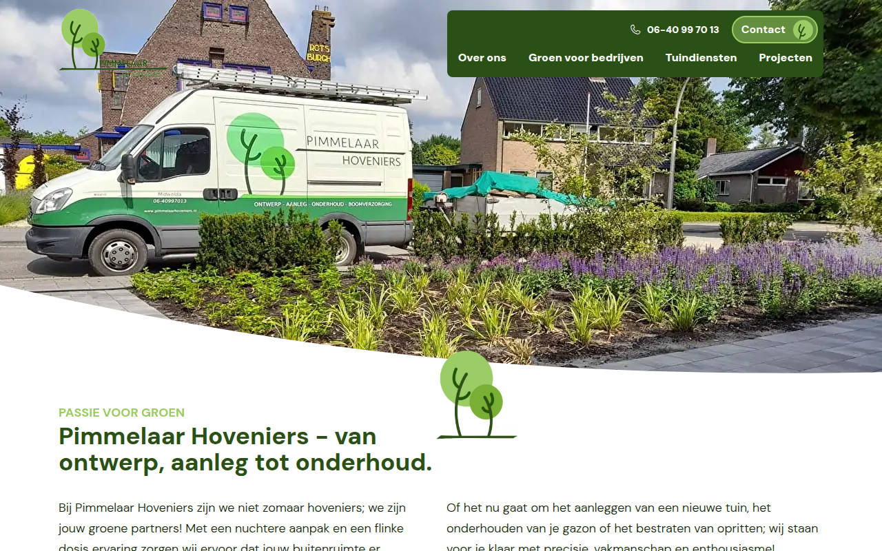 Screenshot van pimmelaarhoveniers.nl