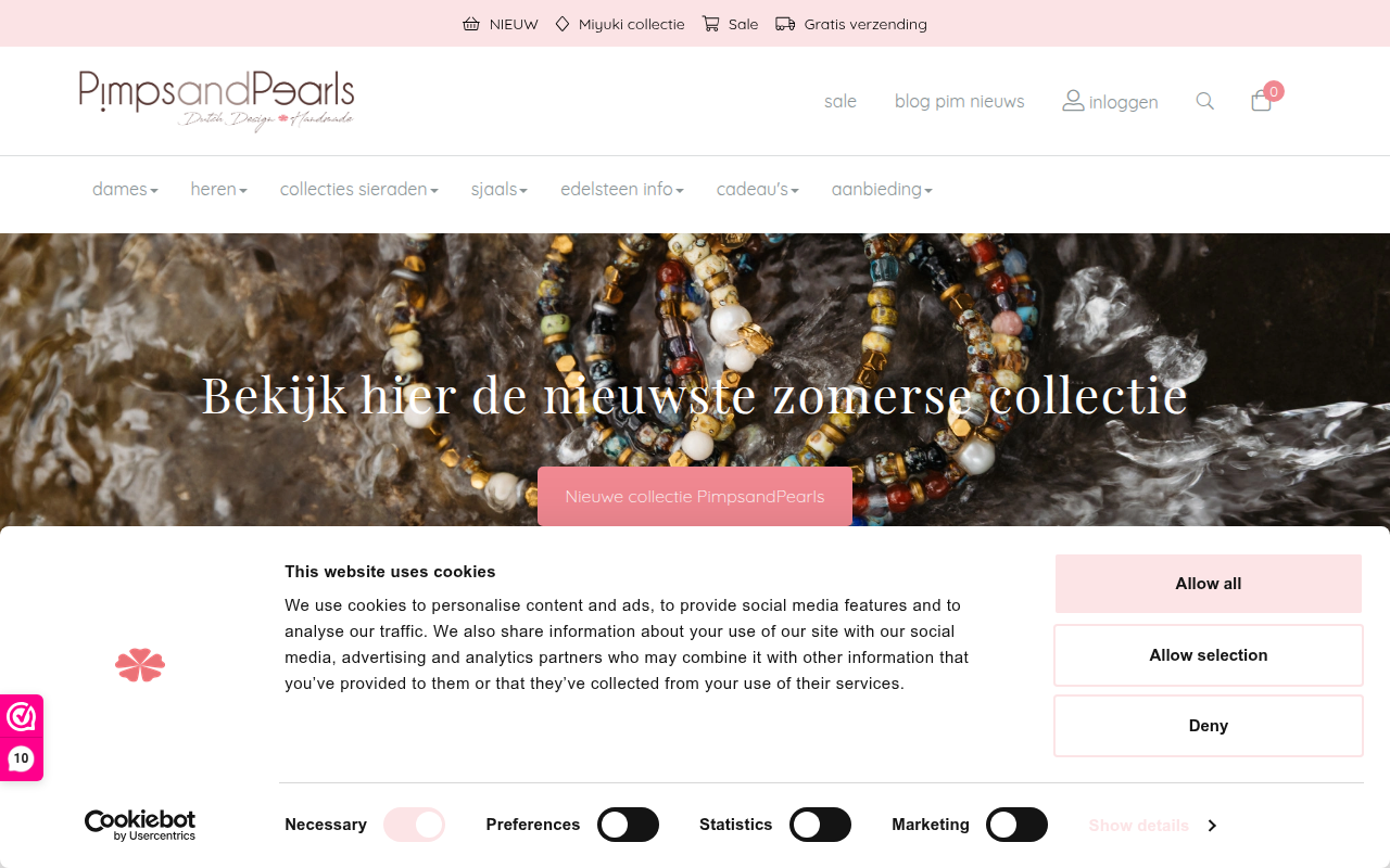Screenshot van pimpsandpearls.nl